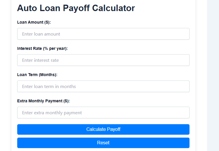 Auto Loan Payoff Calculator